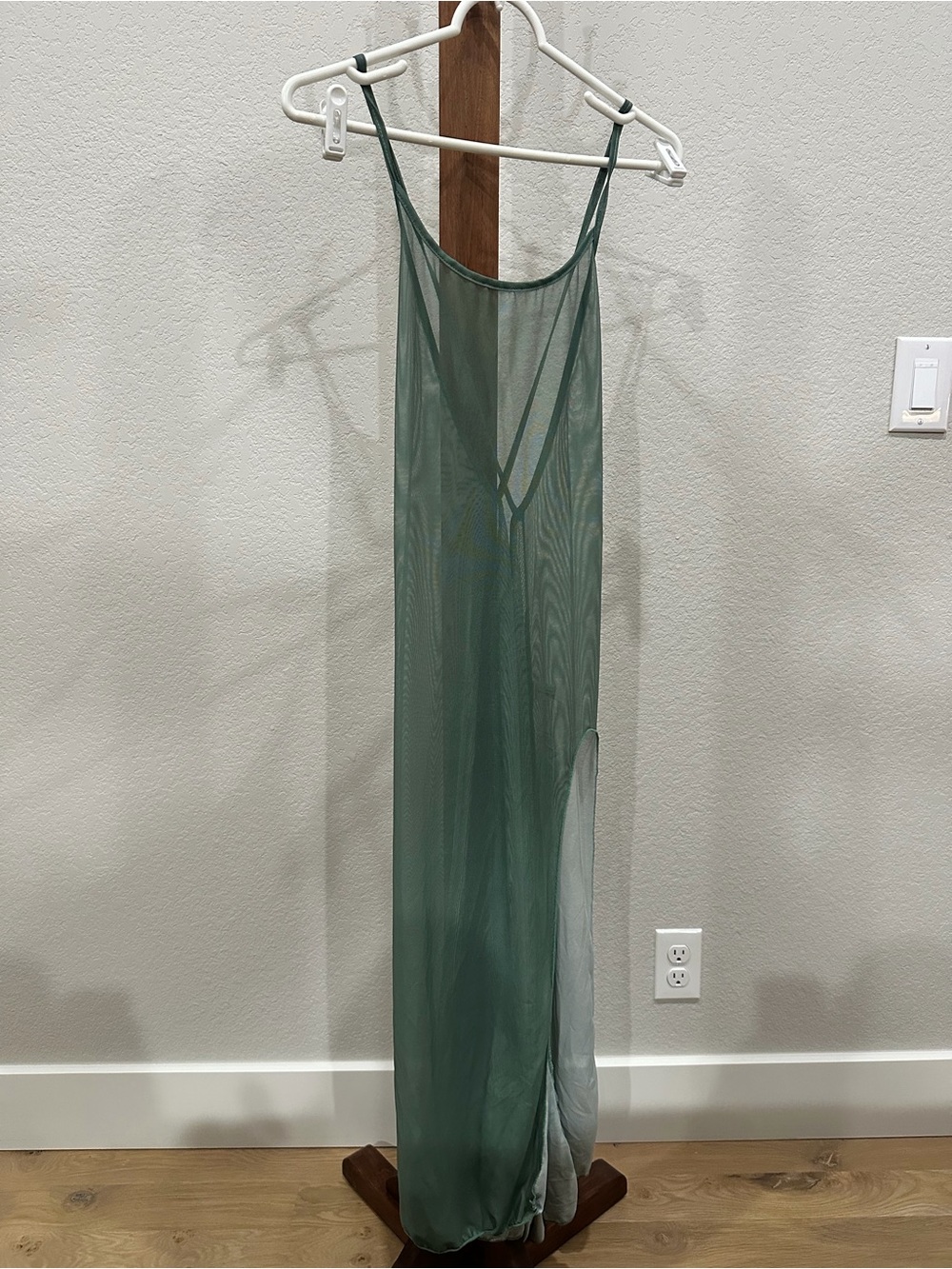 SHEIN dark green sheer swim coverup